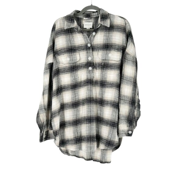 American Eagle Oversized Plaid Popover Flannel Shirt - Picture 1 of 5